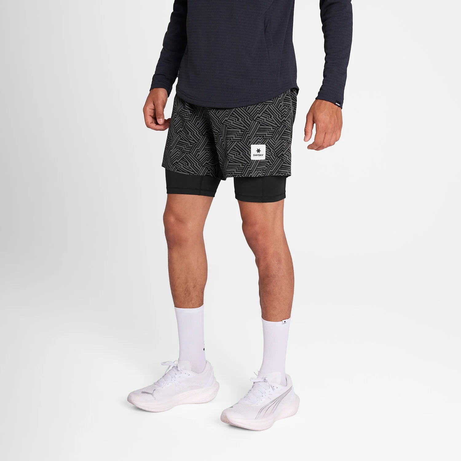 SAYSKY Men's 2 in 1 Pace Reflective Shorts 5''