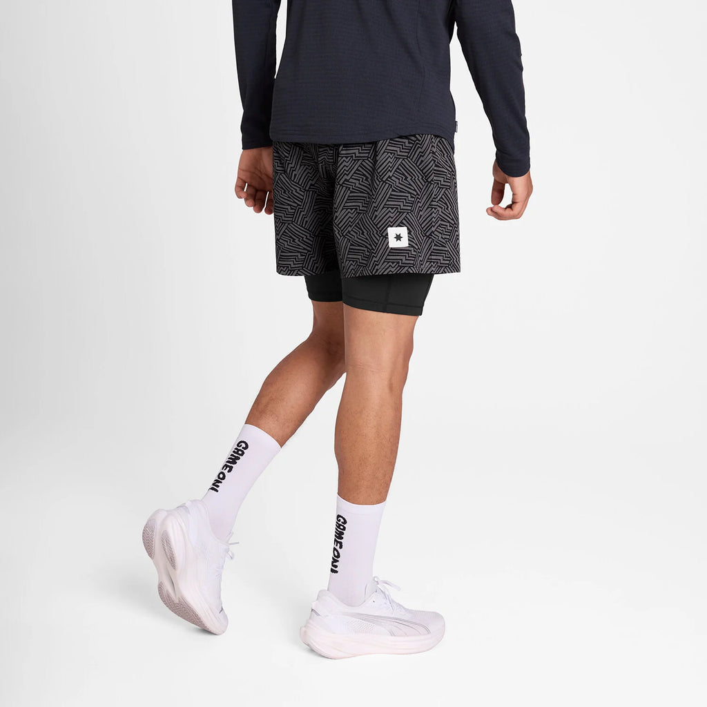 SAYSKY Men's 2 in 1 Pace Reflective Shorts 5''