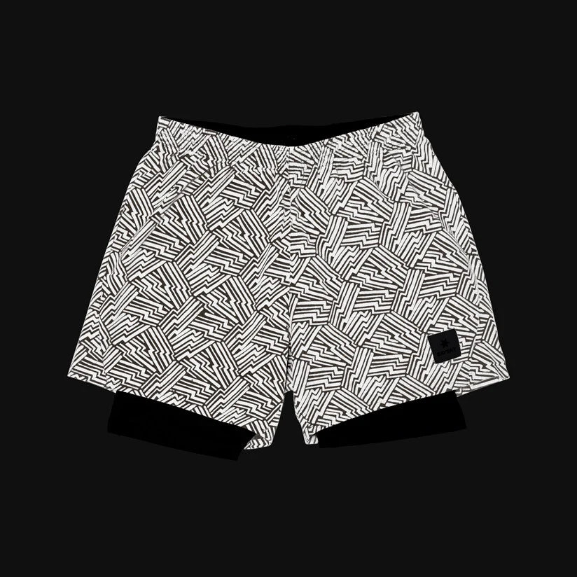 SAYSKY Men's 2 in 1 Pace Reflective Shorts 5''